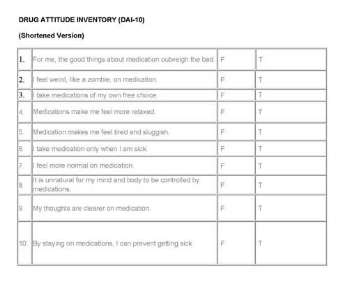 Drug Attitude Inventory-10 (DAI-10)